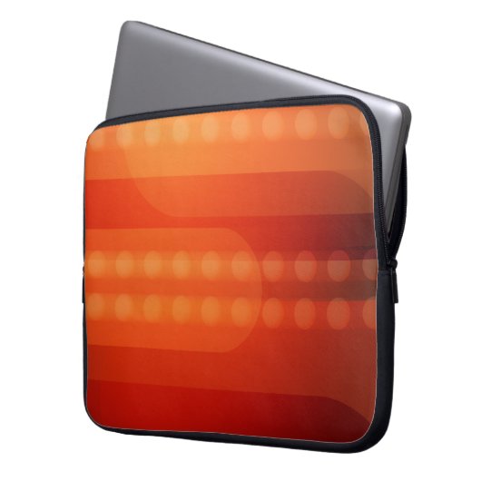 特有のエレクトロニクスバッグ上のオレンジ色のドット ラップトップスリーブ (正面左)