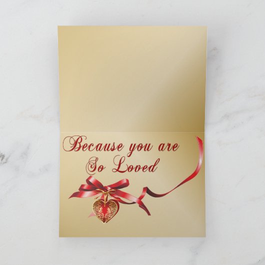 特殊なステップドーター金ゴールドとレッドフィリグリーハート シーズンカード (内部)