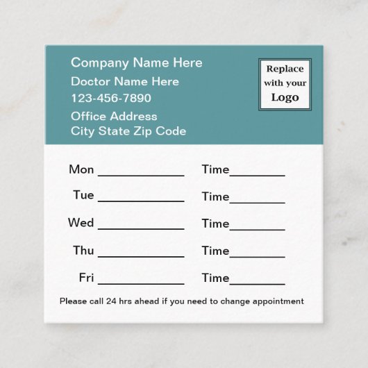 特殊な大きな医療アポイントメントカード垂直 スクエア名刺 (正面)