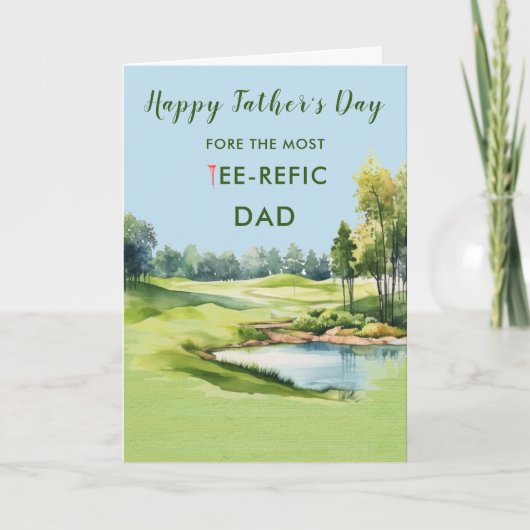 特殊な水の色の父のデイカードゴルフテーマ カード (正面)