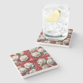 特殊な石コースターと英語バラデザイン ストーンコースター (横)