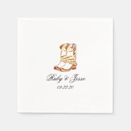 特殊な西ダークブラウン結婚ズ スタンダードカクテルナプキン