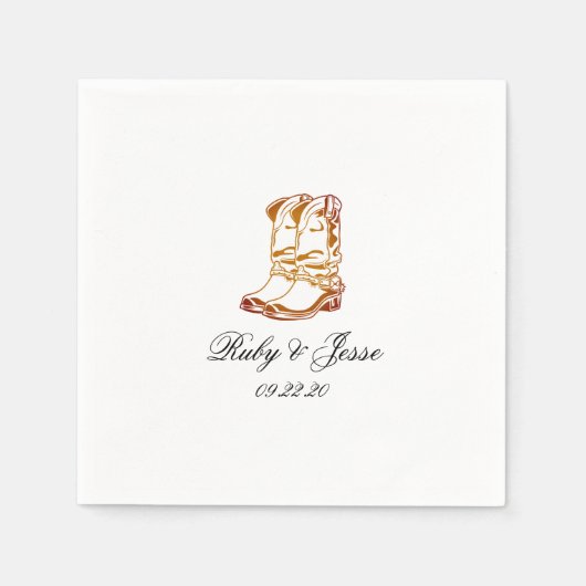 特殊な西ダークブラウン結婚ズ スタンダードカクテルナプキン (正面)