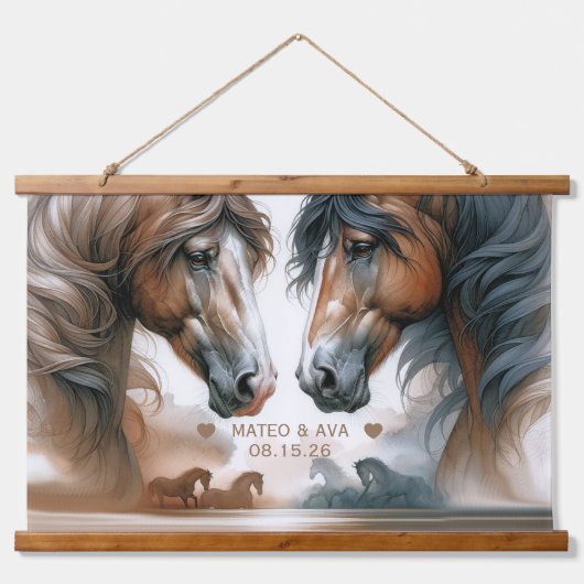 特殊な馬のブラウン結婚ズ 吊り下げ型タペストリー (正面)