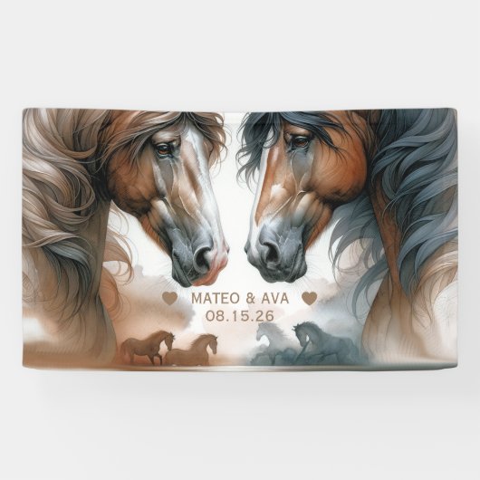 特殊な馬のブラウン結婚ズ 横断幕 (横)