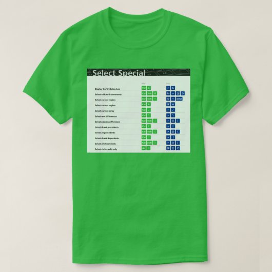 特殊なExcelキーボードショートカットの選択Excelシェル Tシャツ (デザイン正面)