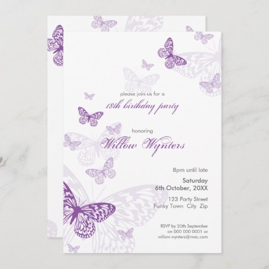 特殊イベント招待状::蝶3P 招待状 (正面/裏面)