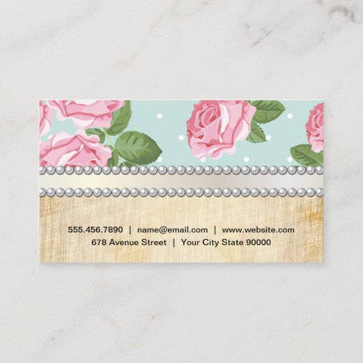 特殊イベント | ヴィンテージバラと水玉模様 名刺 (裏面)