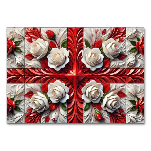 特殊テーブルカード(英語バラデザイン) テーブルナンバー (正面)