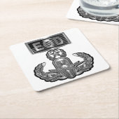 特殊デザイン「マスター・ブラスターEODバッジとUS Fl スクエアペーパーコースター (アングル)