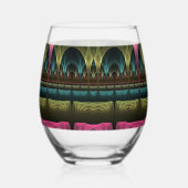 特殊ファンタジーパターン抽象芸術フラクカラフルトル ステムなしワイングラス (右)