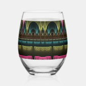 特殊ファンタジーパターン抽象芸術フラクカラフルトル ステムなしワイングラス (左)