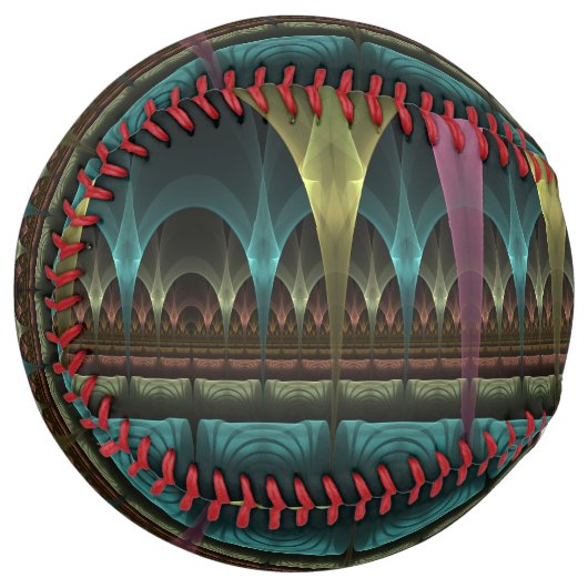 特殊ファンタジーパターン抽象芸術フラクカラフルトル ソフトボール (正面左)