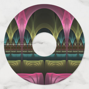 特殊ファンタジーパターン抽象芸術フラクカラフルトル ワイングラスタグ