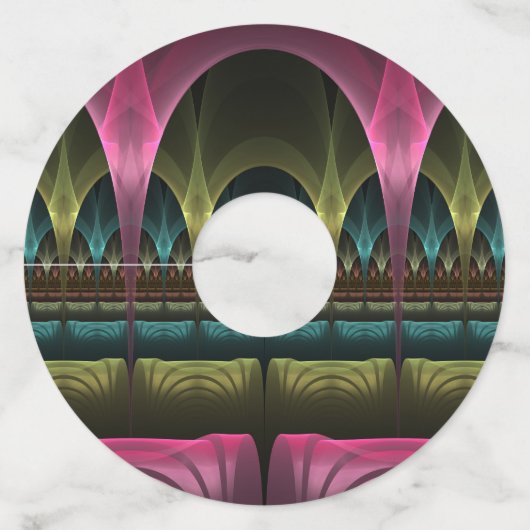 特殊ファンタジーパターン抽象芸術フラクカラフルトル ワイングラスタグ (正面)