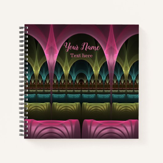 特殊ファンタジー抽象芸術カラフルフラクタルの自己名 ノートブック (正面)
