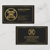 特殊ブラックグレー金ゴールドフレームカー気にー 名刺 (正面/裏面)