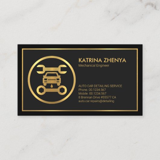 特殊ブラックグレー金ゴールドフレームカー気にー 名刺 (正面)