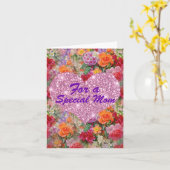 特殊マムピンクハートカラフル春の花 カード (黄色い花)