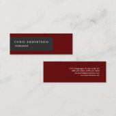 特殊ユニークグレー濃い赤スリム スキニー名刺 (正面/裏面)