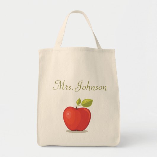 特殊先生アップルネームスクールレッド トートバッグ (正面)