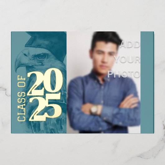 特殊卒業フォイル招待状イーグル追加フォト 箔招待状 (正面)