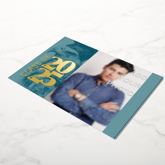 特殊卒業フォイル招待状イーグル追加フォト 箔招待状 (回転した状態)