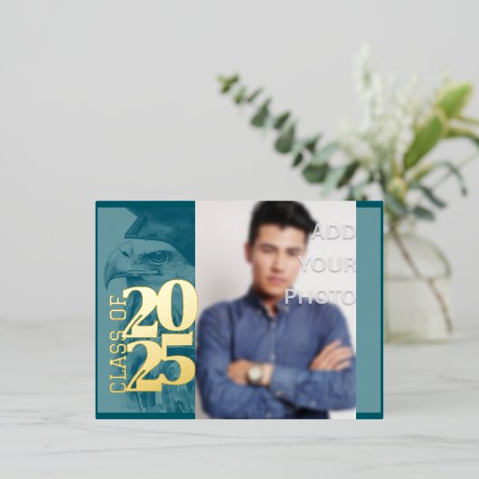 特殊卒業箔招待状葉書 箔招待状ポストカード (立ち正面)