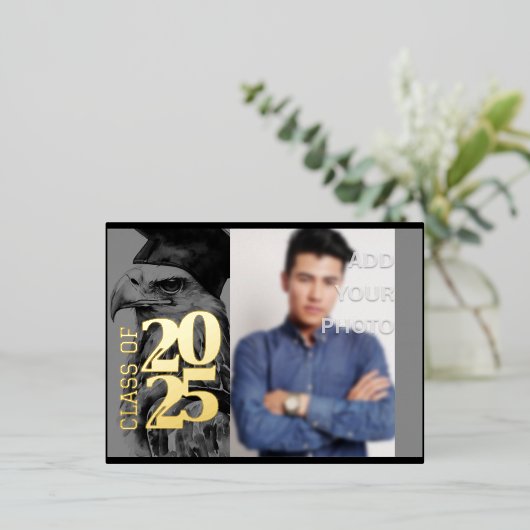 特殊卒業箔招待状葉書 箔招待状ポストカード (立ち正面)