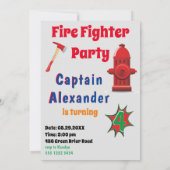 特殊子供の誕生日アメージング消防士 招待状 (裏面)