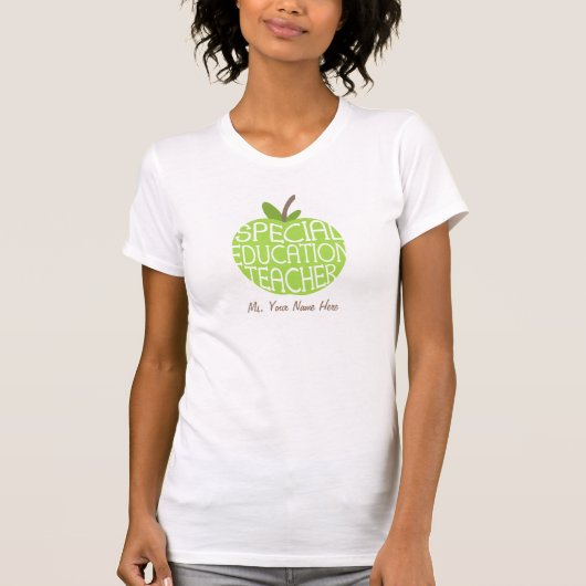 特殊教育の先生の緑のAppleのワイシャツ Tシャツ (正面)
