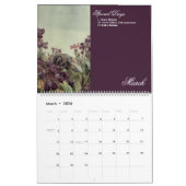 特殊日ヴィンテージフローラ植物イラストレーション カレンダー (3月 2026)