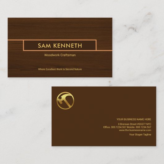 特殊箱木目テクスチャ建築ハンドマン 名刺 (正面/裏面)