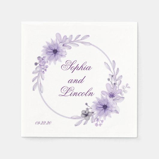 特殊紫結婚フローラ スタンダードカクテルナプキン (正面)