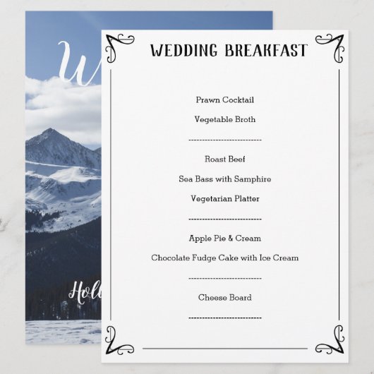 特殊結婚メニューの説明。 メニュー (正面/裏面)