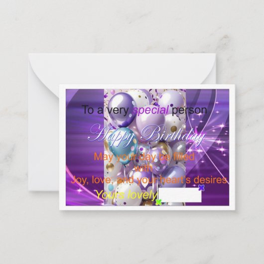 特殊誕生日カード ノートカード (正面)