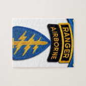 特殊部隊のグループの緑色のベレー帽SF SOF SFG SOC ジグソーパズル (横)