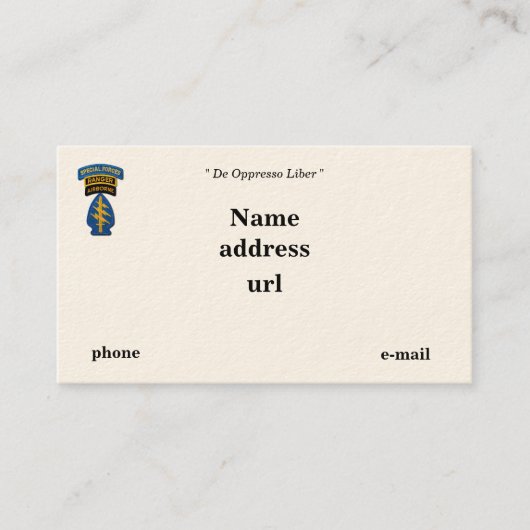 特殊部隊の緑色のベレー帽のレーンジャーSFG SFパッチ 名刺 (正面)