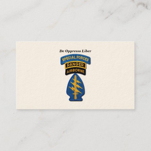 特殊部隊の緑色のベレー帽のレーンジャーSFG SFパッチ 名刺 (裏面)