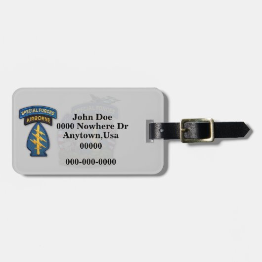 特殊部隊の緑色のベレー帽パッチの荷物のラベル ラゲッジタグ (正面横)