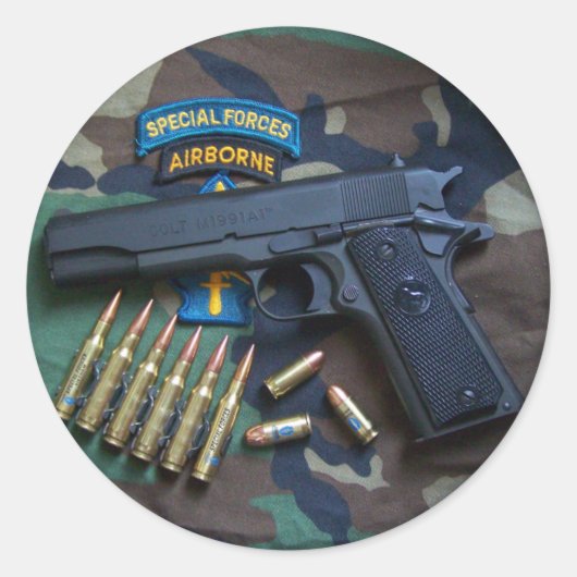 特殊部隊グリーンベレーツパッチシール ラウンドシール (正面)