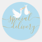 特殊配送ストークとベビーブルー ラウンドシール (正面)