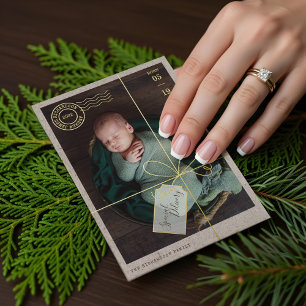 特殊配送小包ベビー誕生統計と写真 箔シーズンカード