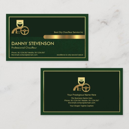 特殊金ゴールドフレームエメラルドグリーン層,ショーファ 名刺 (正面/裏面)