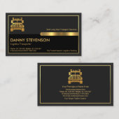 特殊金ゴールドフレームデュアルグレーレイヤトラックドライバ 名刺 (正面/裏面)