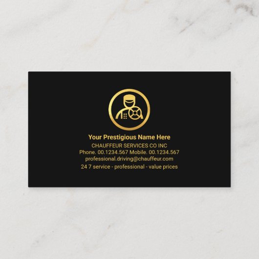 特殊駆動金ゴールド枠ショーファ 名刺 (裏面)