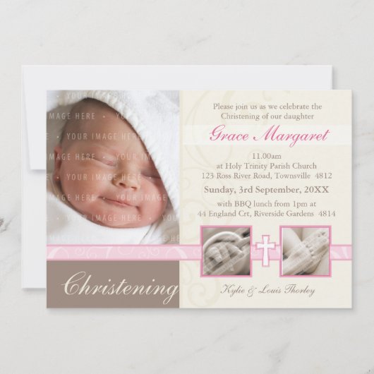 特殊《キリスト教》洗礼式や命名式招待状大切:: 5L 招待状 (正面)