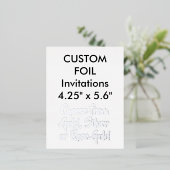 特注 本物の箔押し 招待状 シルバー 4.25"x5.6" (立ち正面)