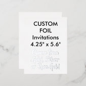 特注 本物の箔押し 招待状 シルバー 4.25"x5.6" (正面/裏面)