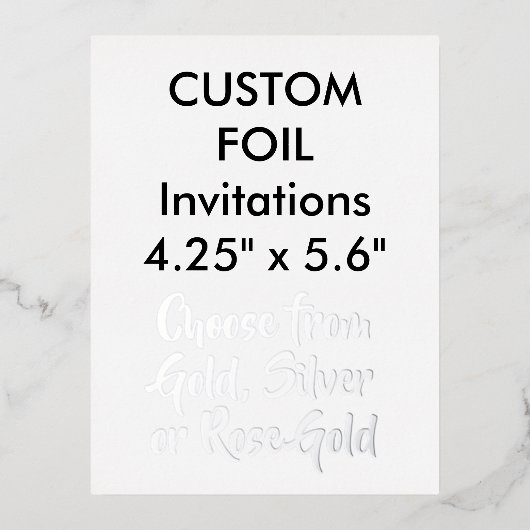 特注 本物の箔押し 招待状 シルバー 4.25"x5.6" (正面)